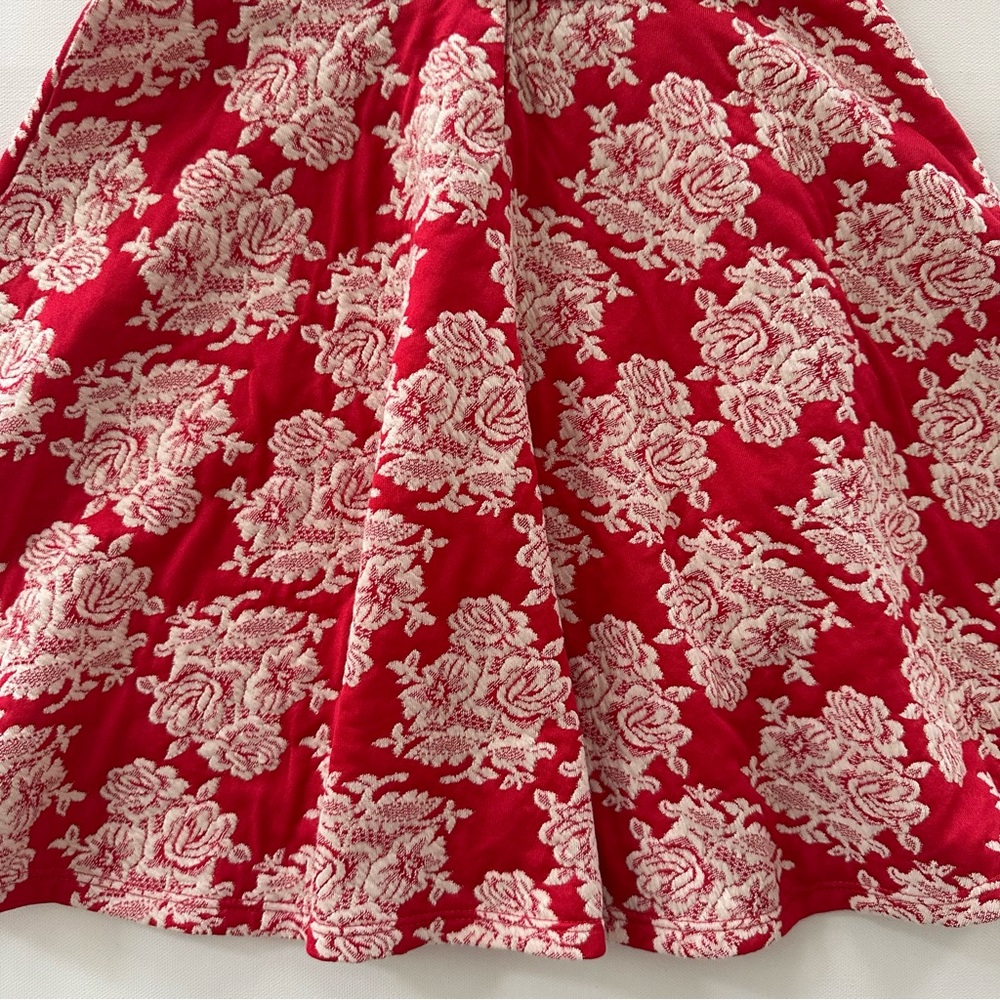 Janie and Jack Girls 7 Red White Floral Party Dress - Picture 7 of 8